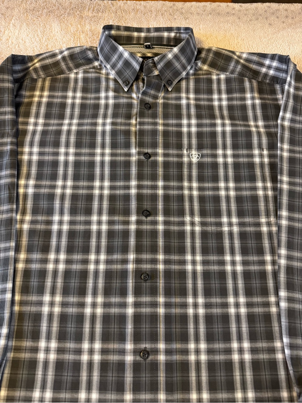Ariat Men’s Pro series Gray Plaid Button-Down Shirt